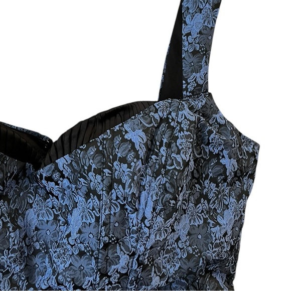 Lulus Size Large Blue Jacquard Floral Mini Cocktail Bustier Sleeveless Dress - Picture 6 of 12